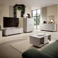 Madia 180x90h cm 2 ante soggiorno beige cashmere Stone