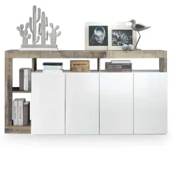Madia 184x93h cm 4 ante soggiorno bianco lucido pero Invictus
