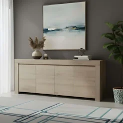 Madia 210x81h cm 4 ante soggiorno moderna rovere chiaro Halston