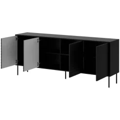 Madia 200x81h cm 4 ante soggiorno nero Wild