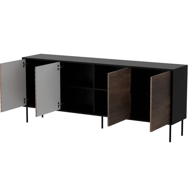 Madia 200x81h cm 4 ante soggiorno noce nero Wild