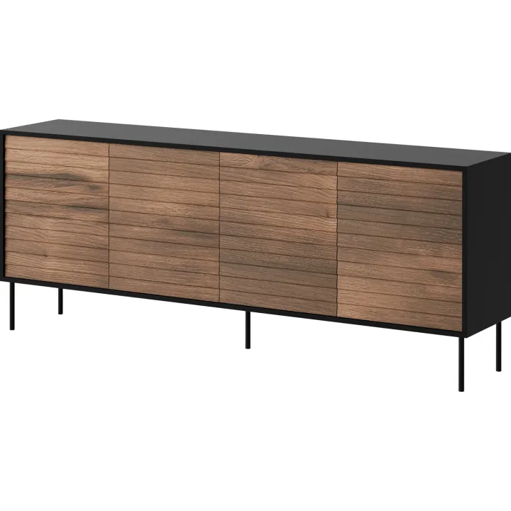 Madia 200x81h cm 4 ante soggiorno noce nero Wild
