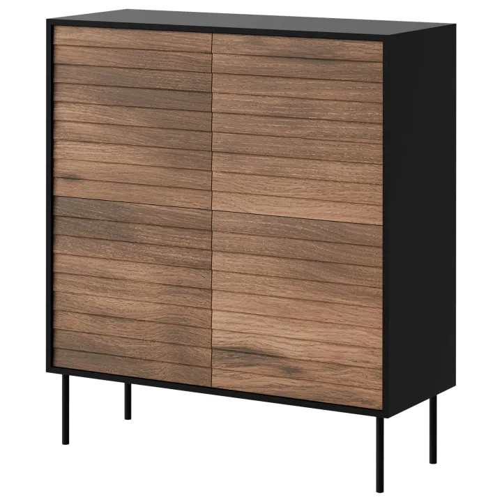 Madia 102x118h cm 4 ante soggiorno noce nero Wild