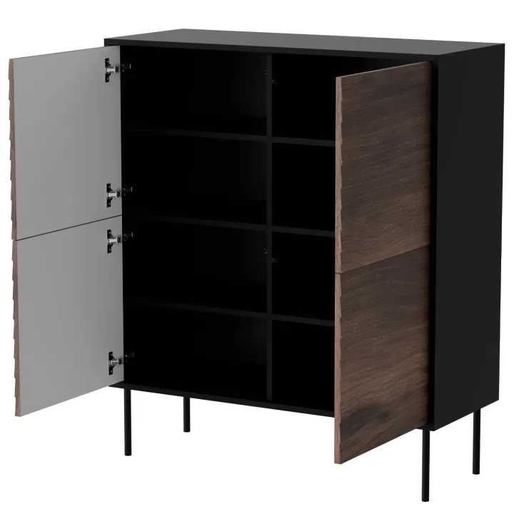 Madia 102x118h cm 4 ante soggiorno noce nero Wild