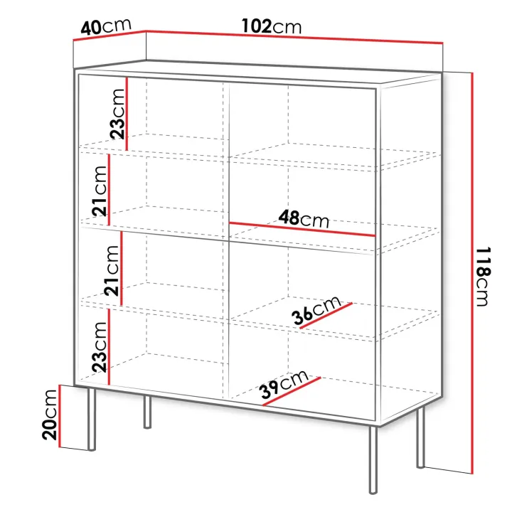Madia 102x118h cm 4 ante soggiorno noce nero Wild