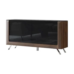 Madia 160x81h cm 2 ante soggiorno noce nero lucido Jumbo