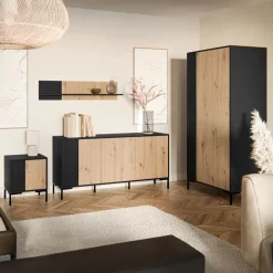 Madia 151x74h cm 3 ante soggiorno rovere nero Duble