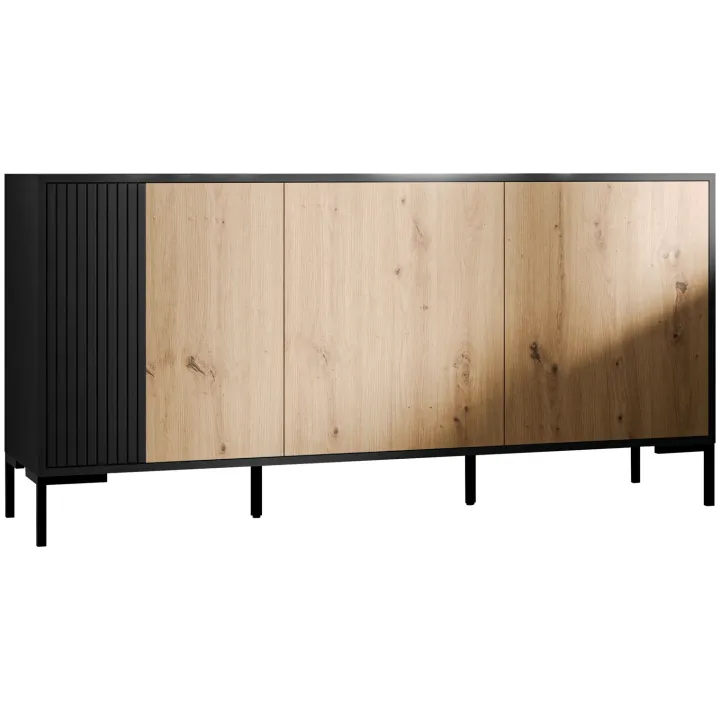 Madia 151x74h cm 3 ante soggiorno rovere nero Duble