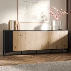 Madia 200x74h cm 4 ante soggiorno rovere nero Duble
