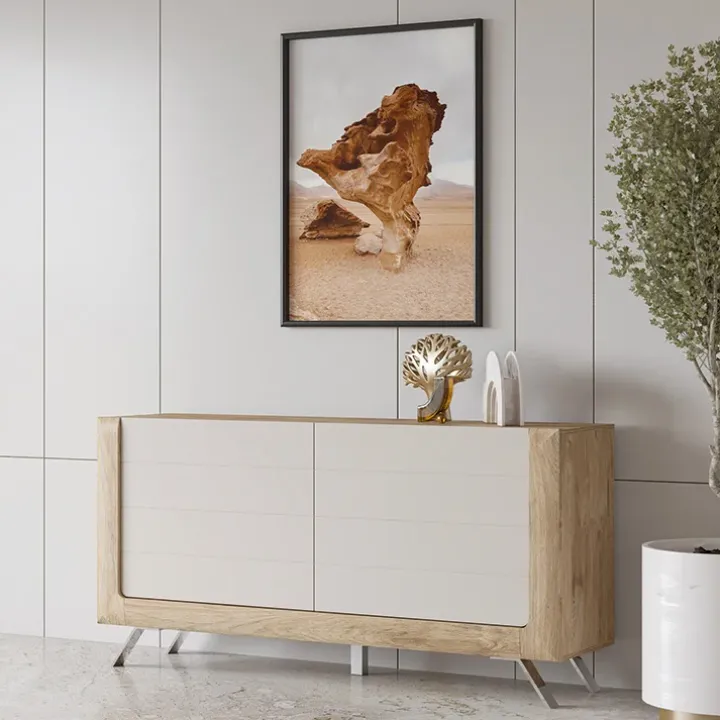 Madia 160x81h cm 2 ante soggiorno rovere tortora lucido Jumbo