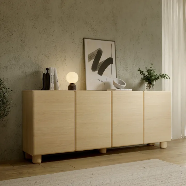 Madia 200x80h cm 4 ante soggiorno rovere chiaro Mellow