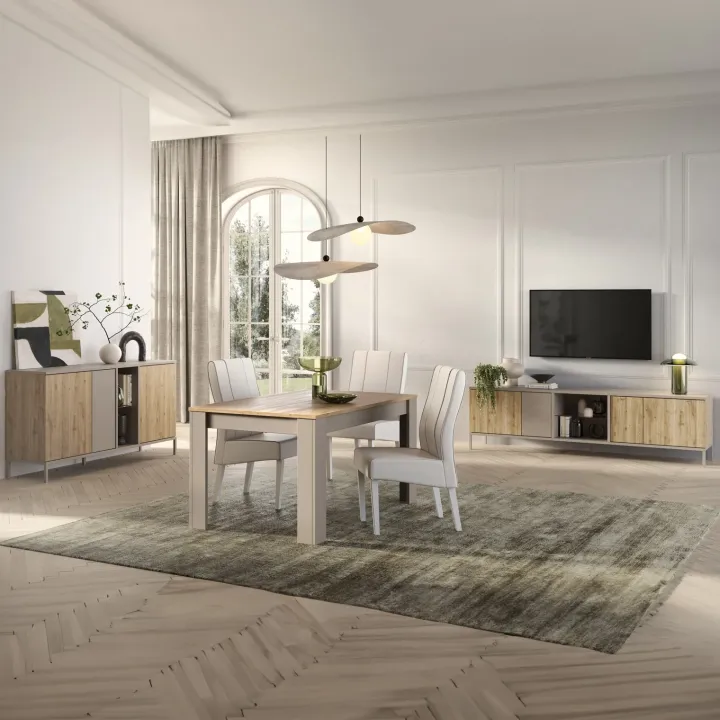 Madia 160x86h cm 3 ante 2 vani rovere chiaro beige Tony