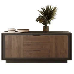 Madia 180x80h cm 3 cassetti 2 ante moderna antracite rovere scuro Deluxe