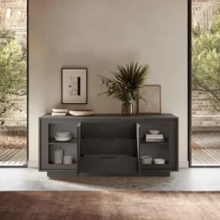 Madia 180x80h cm 3 cassetti 2 ante moderna antracite Deluxe