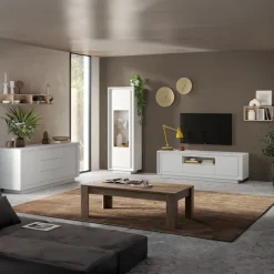 Madia 180x80h cm 3 cassetti 2 ante moderna bianco opaco Deluxe