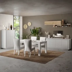 Madia 180x80h cm 3 cassetti 2 ante moderna bianco opaco Deluxe