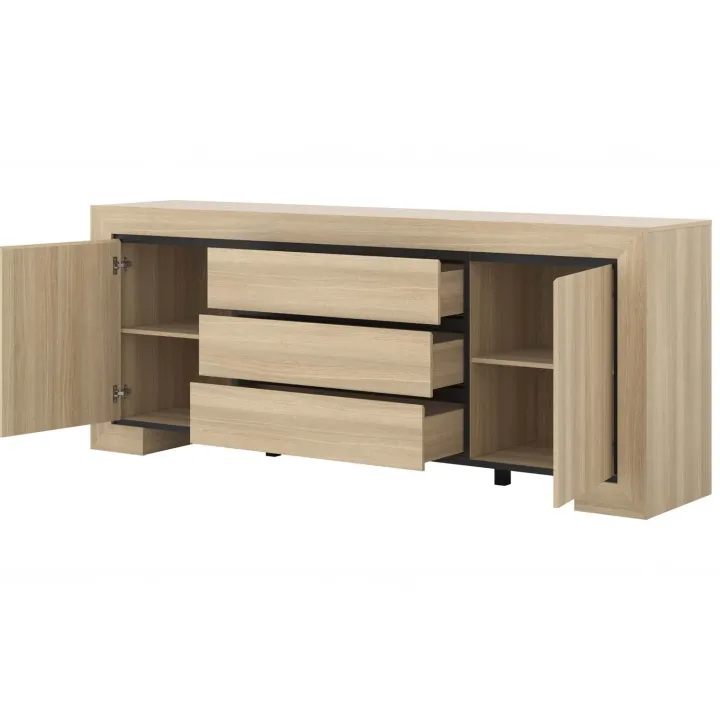 Madia 225x90h cm 3 cassetti 2 ante rovere Écarté