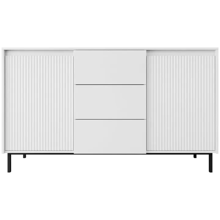 Madia 153x90h cm 3 cassetti design cannettato bianco Strike