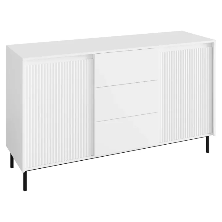 Madia 153x90h cm 3 cassetti design cannettato bianco Strike