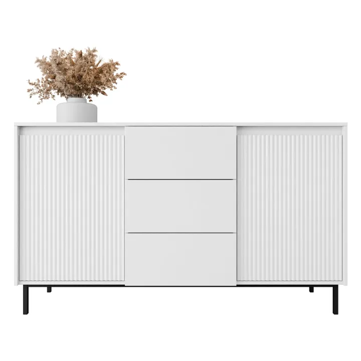 Madia 153x90h cm 3 cassetti design cannettato bianco Strike