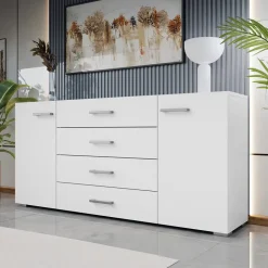 Madia 156x74h cm 4 cassetti design moderno bianco Pastello