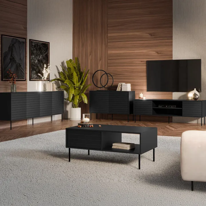 Madia 120x81h cm 3 cassetti moderna nero Wild