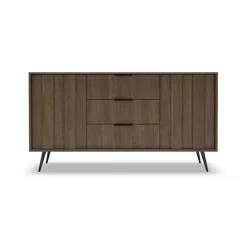 Madia 154x83h cm con led 2 ante 3 cassetti soggiorno noce Bois