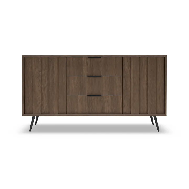 Madia 154x83h cm con led 2 ante 3 cassetti soggiorno noce Bois