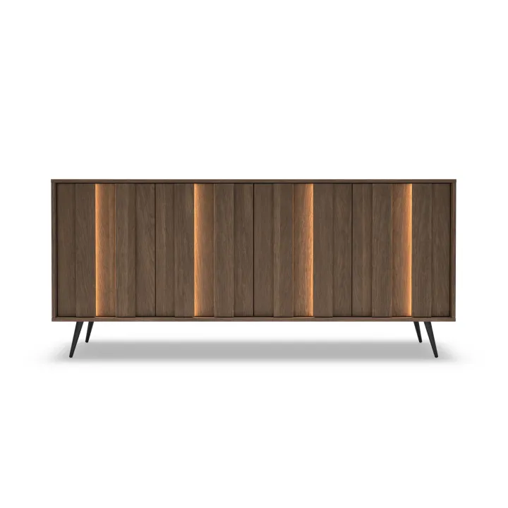Madia 183x83h cm con led 4 ante soggiorno noce Bois
