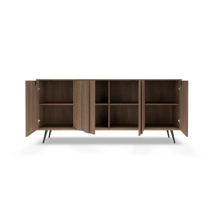 Madia 183x83h cm con led 4 ante soggiorno noce Bois