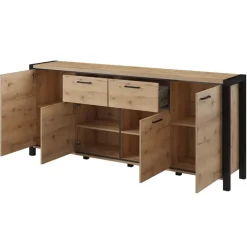 Madia 213x91h cm design industrial quercia nero opaco Neive