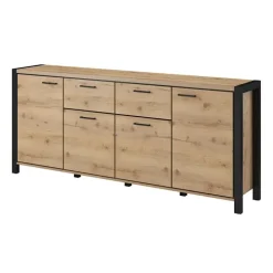 Madia 213x91h cm design industrial quercia nero opaco Neive