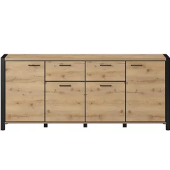 Madia 213x91h cm design industrial quercia nero opaco Neive