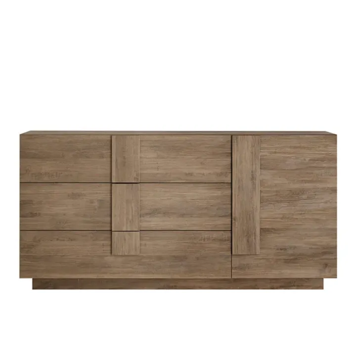 Madia 182x90h cm moderna 1 anta 3 cassetti rovere scuro Alvarez