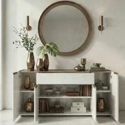 Madia 170x85h cm moderna design noce bianco spatolato Gib