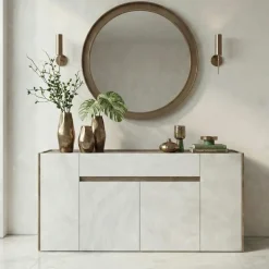 Madia 170x85h cm moderna design noce bianco spatolato Gib