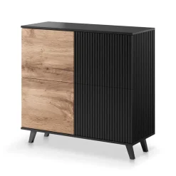 Madia 100x95h cm moderna soggiorno design industrial rovere nero Nandina
