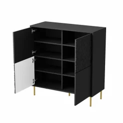 Madia 100x105h cm moderna soggiorno nero oro Osaka