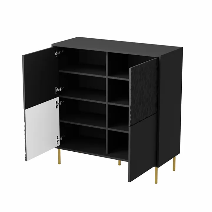 Madia 100x105h cm moderna soggiorno nero oro Osaka