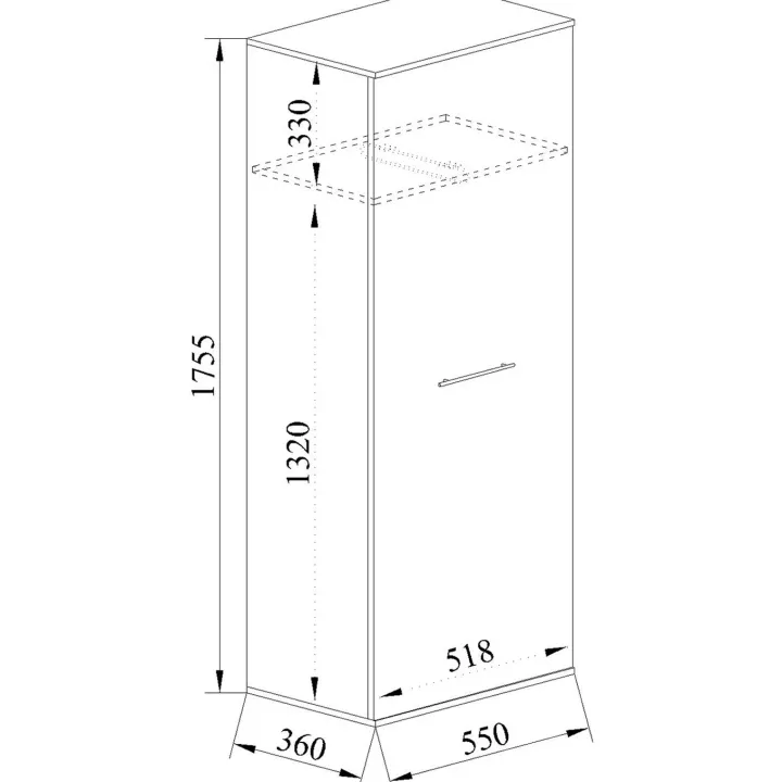 Mobile appendiabiti ingresso multiuso 55x176h cm 1 anta battente rovere Time P