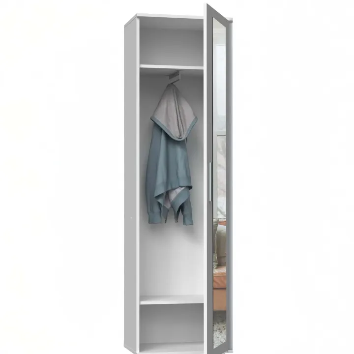 Mobile armadio multiuso ingresso 50x180h cm appendiabiti con specchio bianco Effort