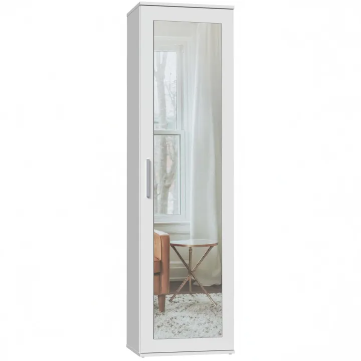 Mobile armadio multiuso ingresso 50x180h cm appendiabiti con specchio bianco Effort