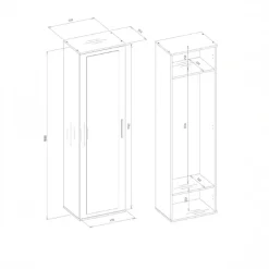 Mobile armadio multiuso ingresso 50x180h cm appendiabiti con specchio bianco Effort