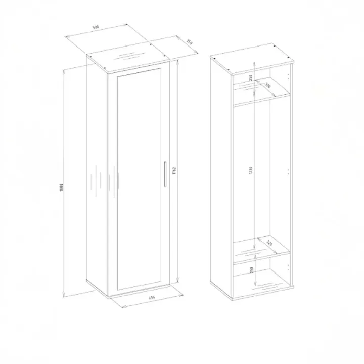 Mobile armadio multiuso ingresso 50x180h cm appendiabiti con specchio bianco Effort