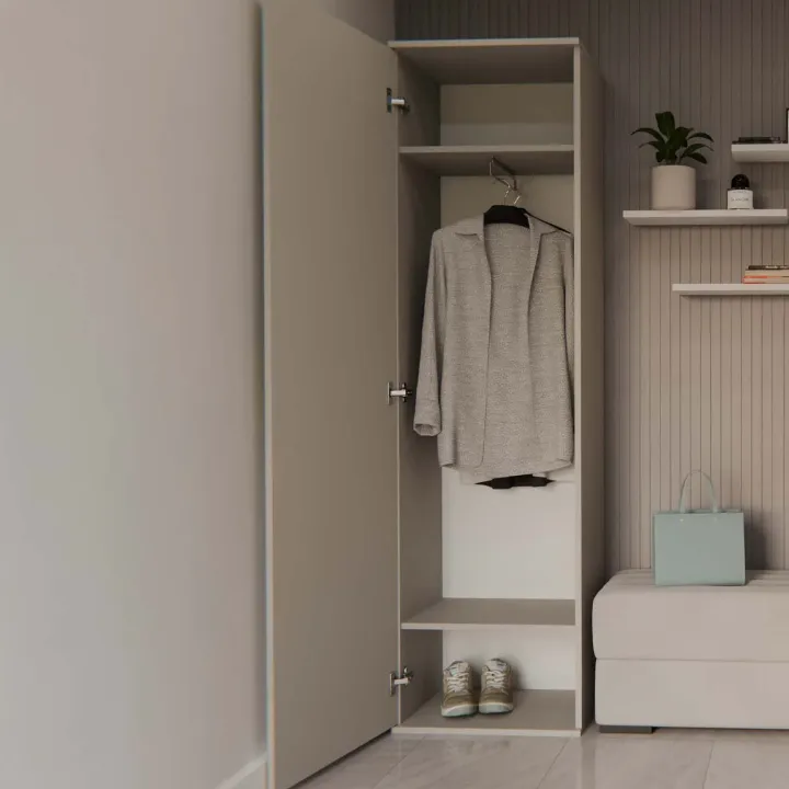 Mobile armadio multiuso ingresso 50x180h cm appendiabiti con specchio beige cashmere Effort