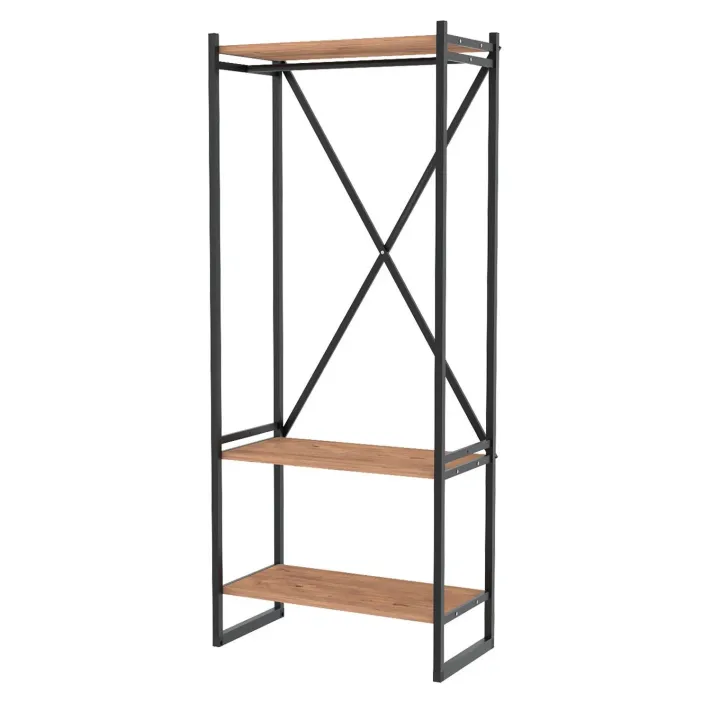 Mobile ingresso appendiabiti 66x160h cm industrial con scarpiera metallo rovere rustico Loft
