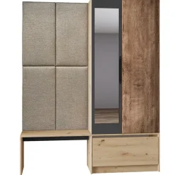 Mobile ingresso reversibile 160x202h cm con specchio scarpiera rovere chiaro Canada