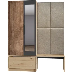 Mobile ingresso reversibile 160x202h cm con specchio scarpiera rovere chiaro Canada