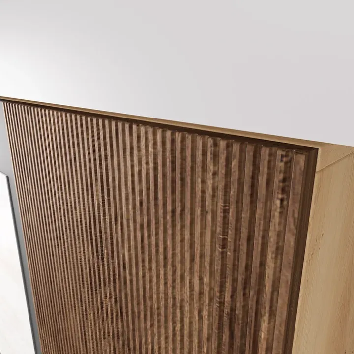 Mobile ingresso reversibile 160x202h cm con specchio scarpiera rovere chiaro Canada