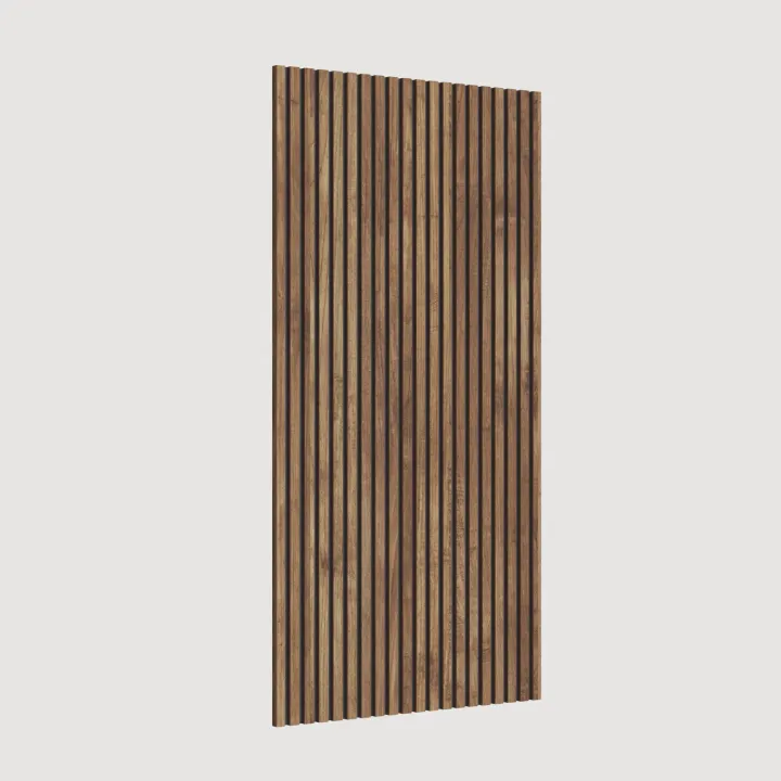Mobile ingresso sospeso consolle 138x240h cm pannello cannettato ossido rovere scuro Sunset Decor 1019
